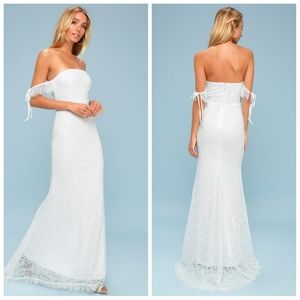 Piper White Lace Off-the-Shoulder Maxi Dress